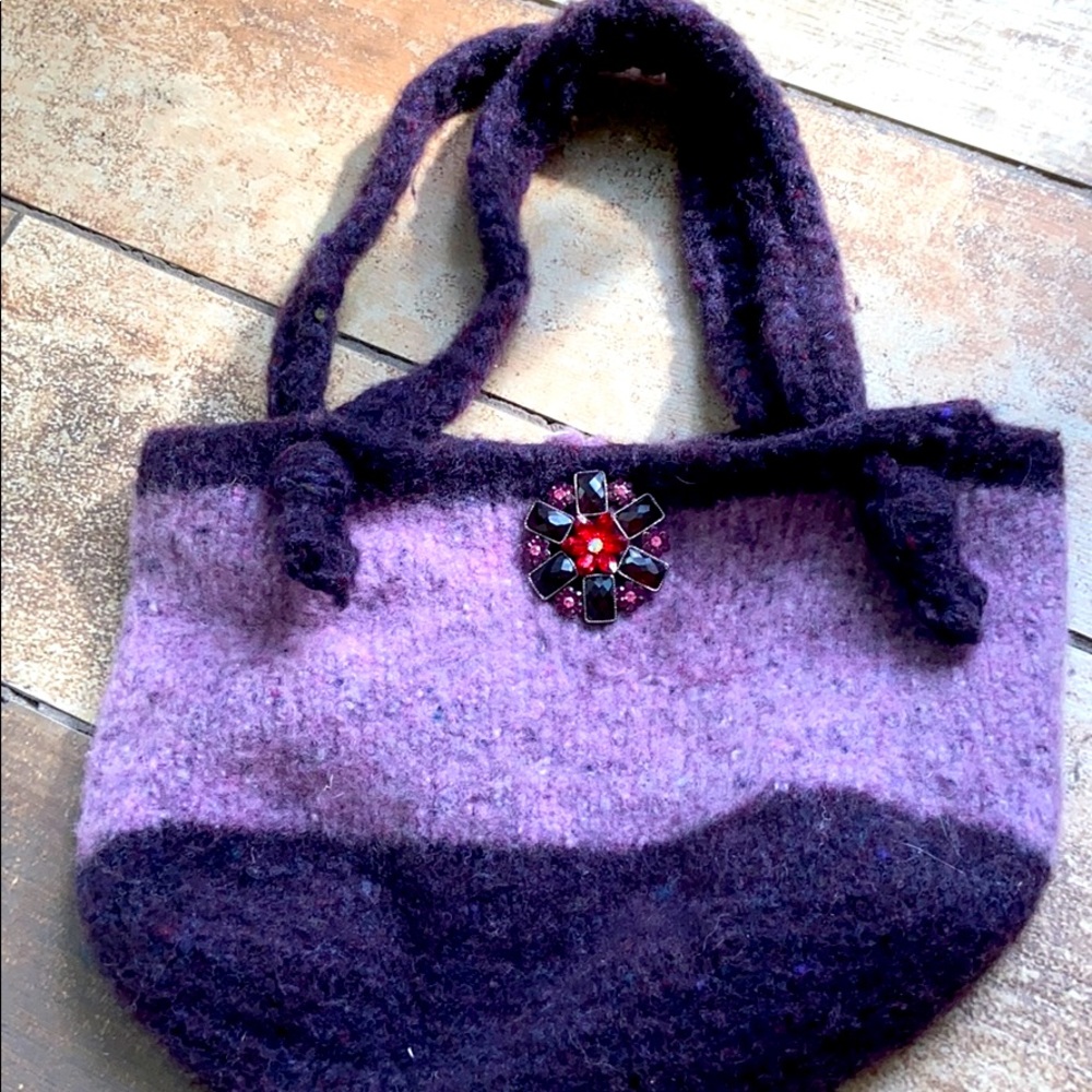 Hand Knit Wool Bag - Picture 3 of 7